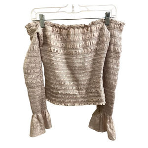 FRAME Off Shoulder Smocked Blouse Womens Size S/P